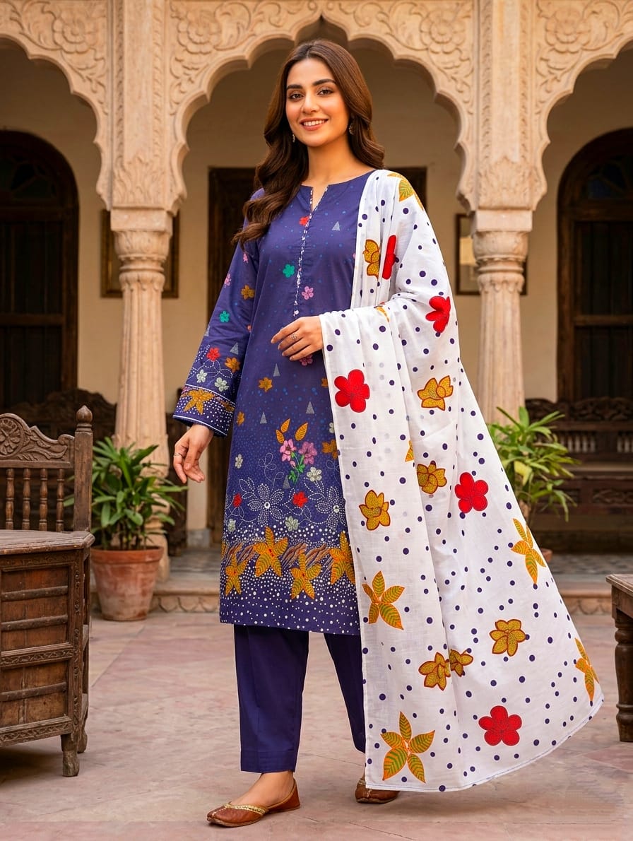 3 Pcs Lawn Unstitched Suit 113