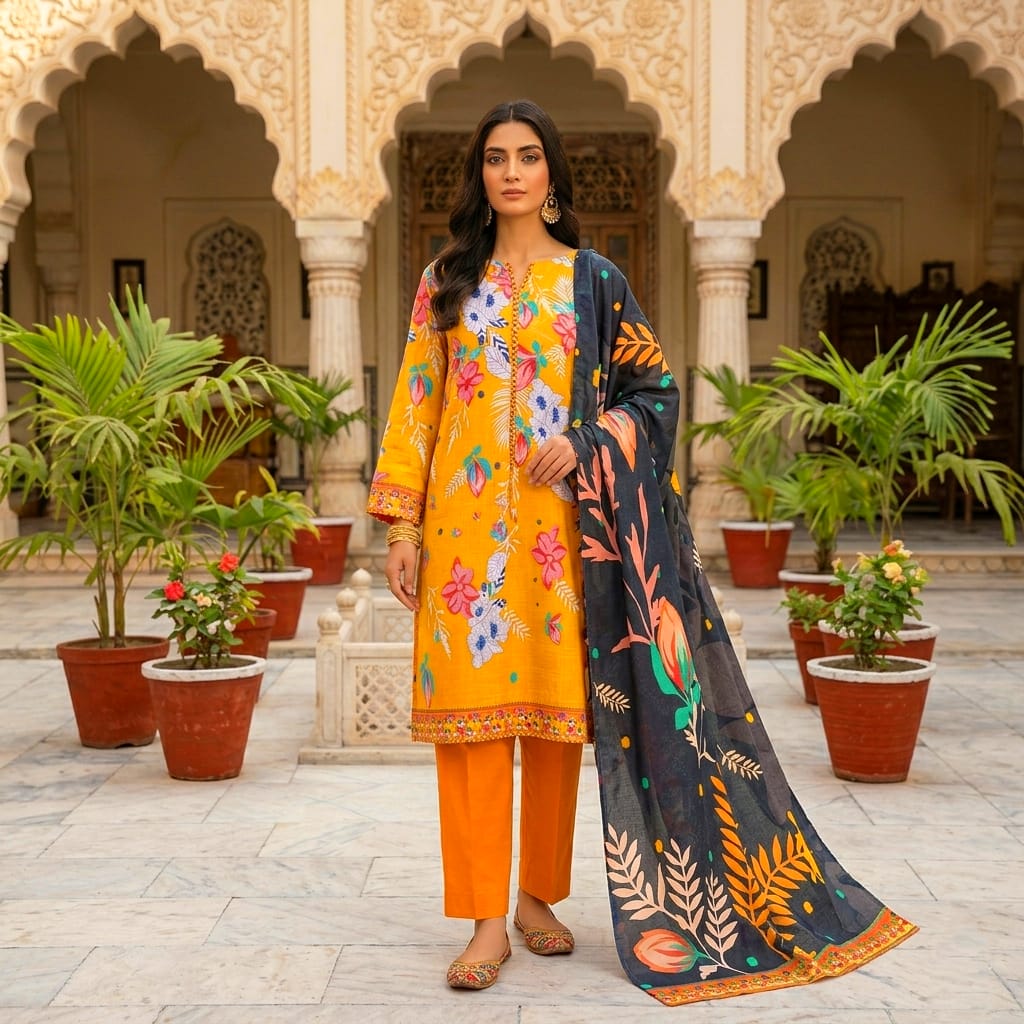 3 Pcs Lawn Unstitched Suit 114