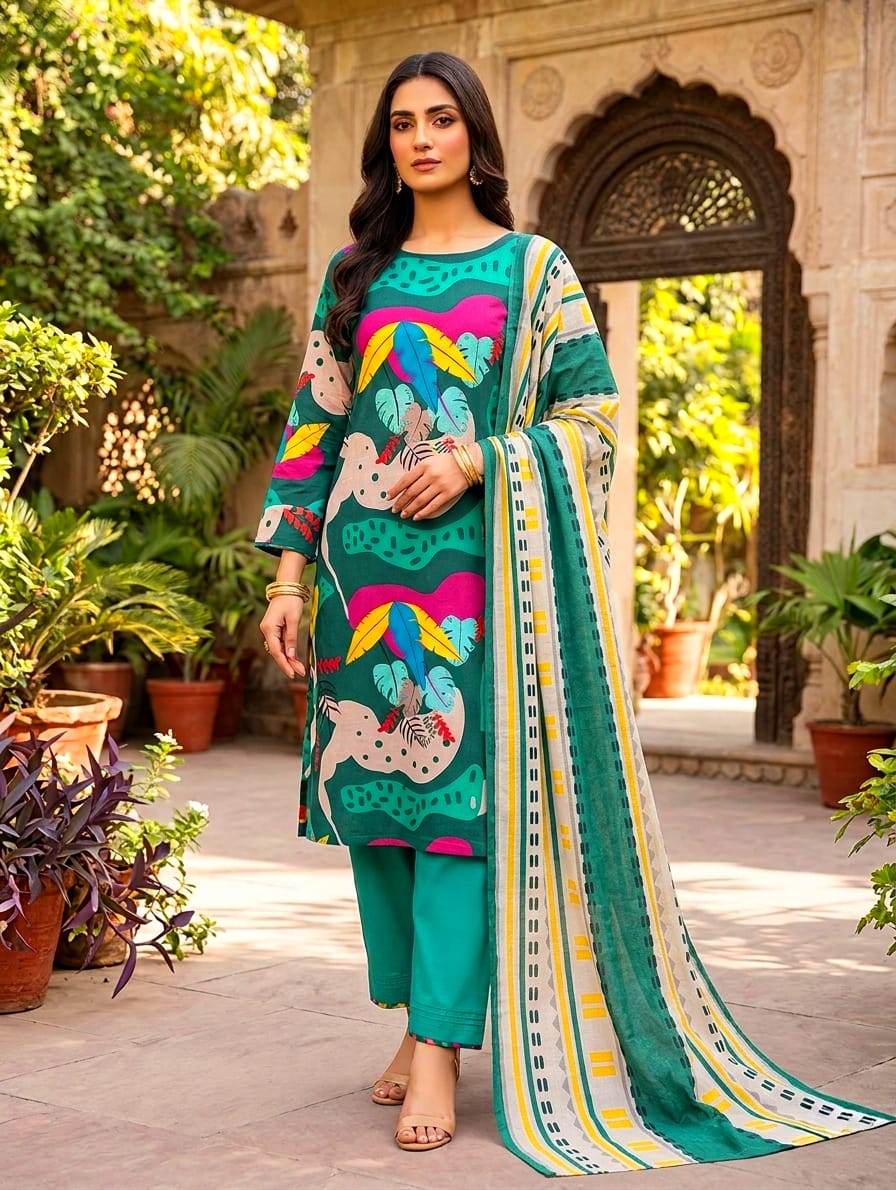 3 Pcs Lawn Unstitched Suit 123
