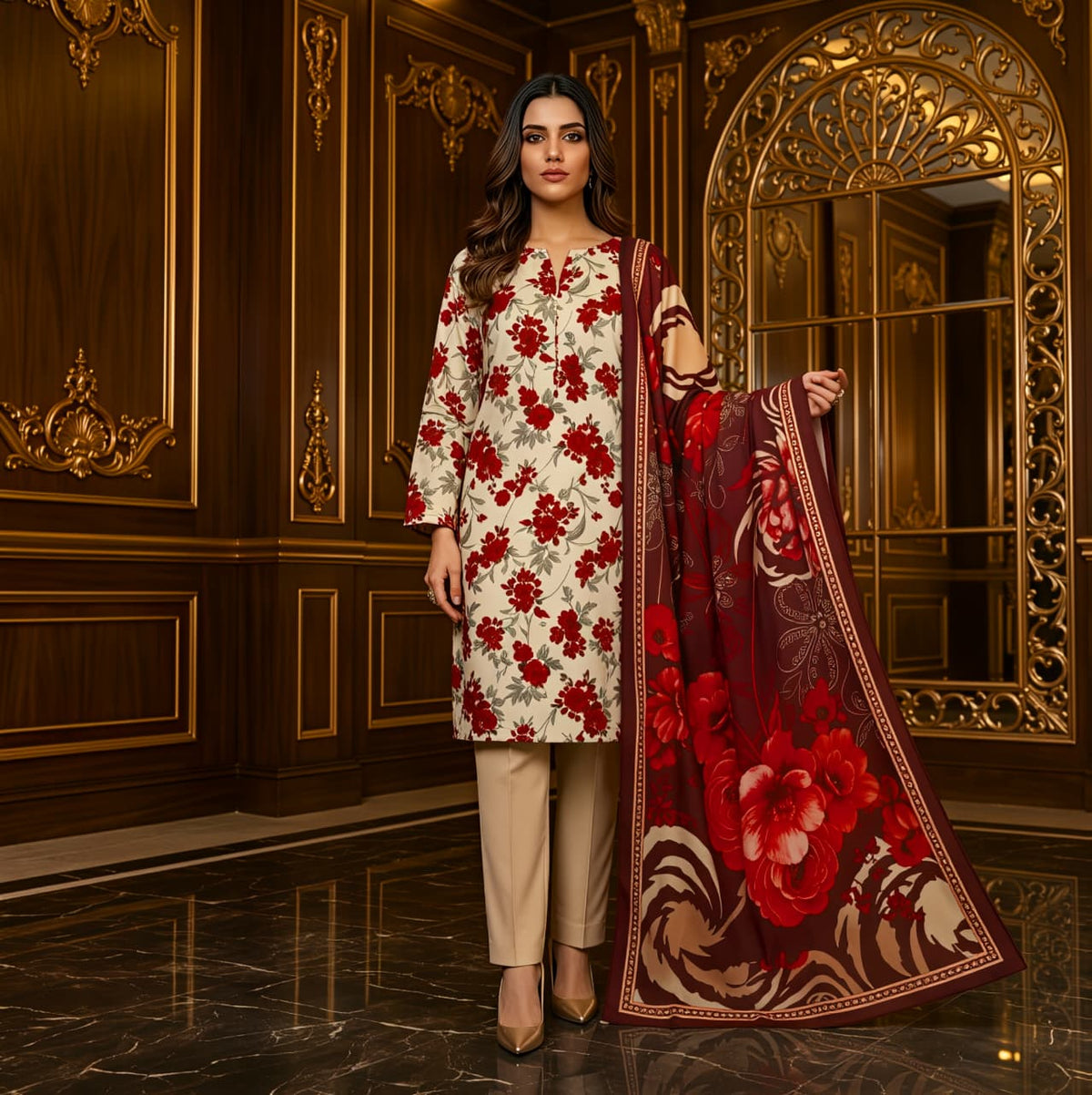 3 Pcs Lawn Unstitched Suit 126