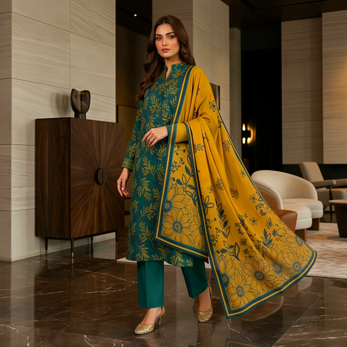 3 Pcs Lawn Unstitched Suit 130