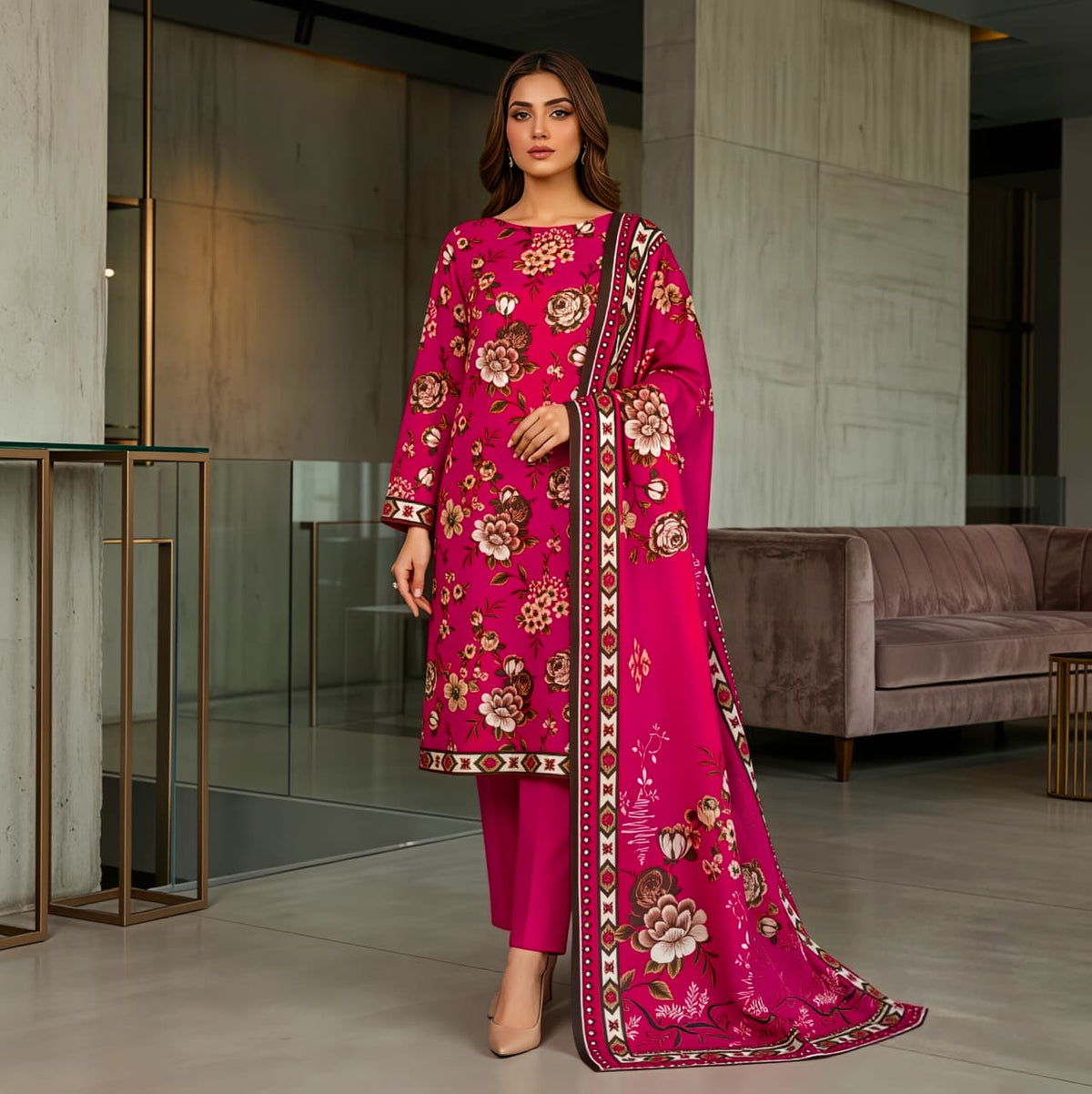 3 Pcs Lawn Unstitched Suit 106