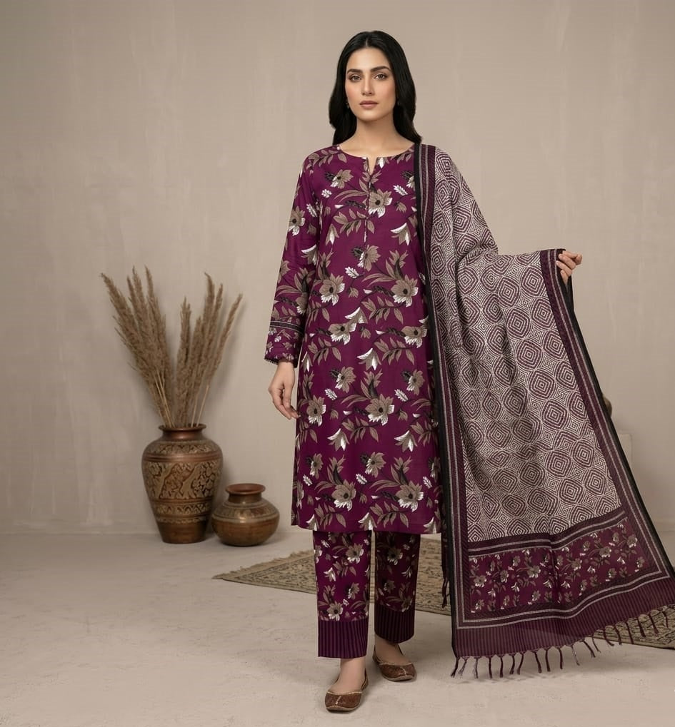 3 Pcs Lawn Unstitched Suit 109
